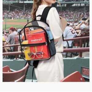 Transparent Backpack with Black Trim and Colorful Accents